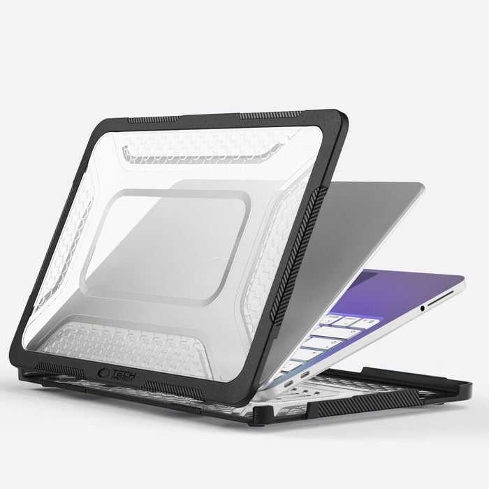 Кейс Tech-Protect Kevlar Pro за MacBook Neo 13" 2026 - черен и прозрачен