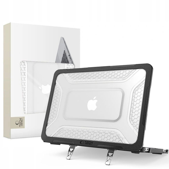 Кейс Tech-Protect Kevlar Pro за MacBook Neo 13" 2026 - черен и прозрачен