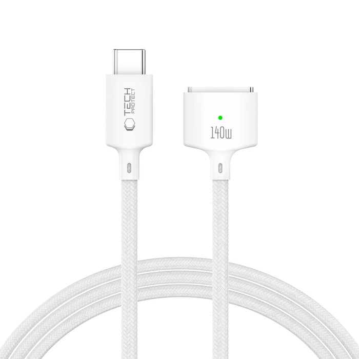 Кабел Tech-Protect MMC01 Ultraboost USB-C / USB-C MagSafe 3 140W 200 см за MacBook - бял