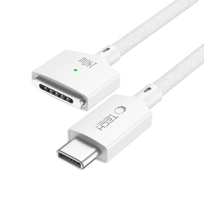 Кабел Tech-Protect MMC01 Ultraboost USB-C / USB-C MagSafe 3 140W 200 см за MacBook - бял