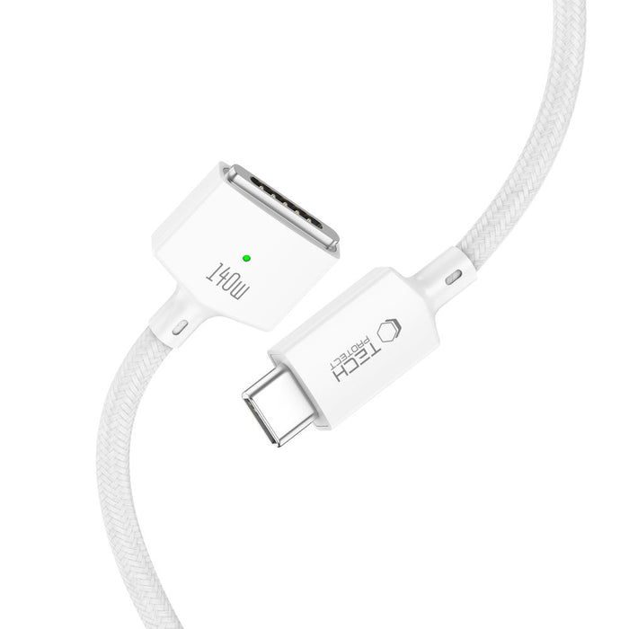 Кабел Tech-Protect MMC01 Ultraboost USB-C / USB-C MagSafe 3 140W 200 см за MacBook - бял