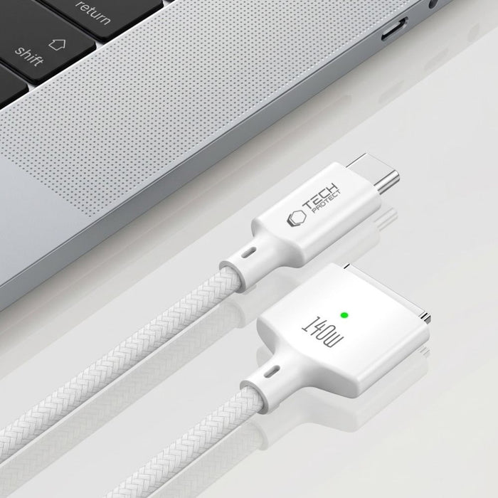 Кабел Tech-Protect MMC01 Ultraboost USB-C / USB-C MagSafe 3 140W 200 см за MacBook - бял