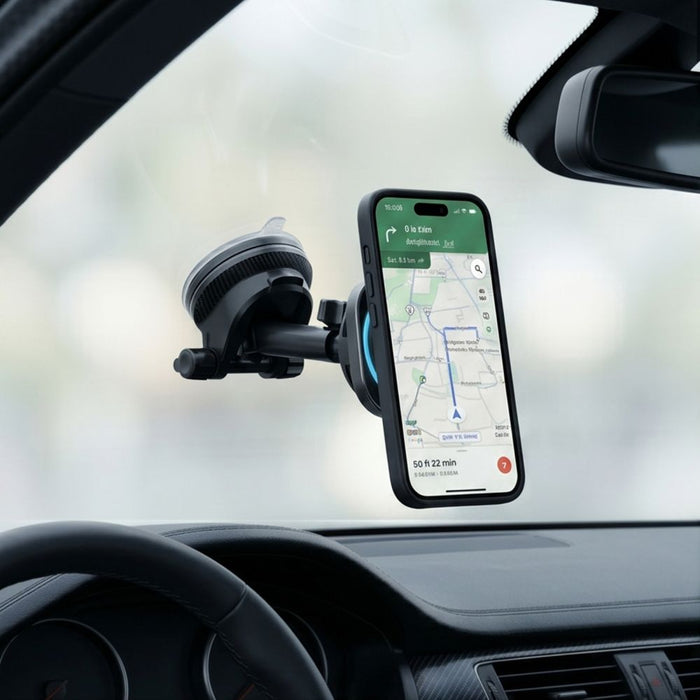 Автомобилен държач Tech-Protect V20 MagSafe за предно стъкло/вентилационен отвор/табло 25W QI2.2 - черен