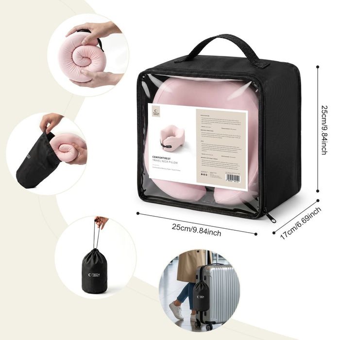 Възглавница за пътуване Tech-Protect ComfortRest - розова
