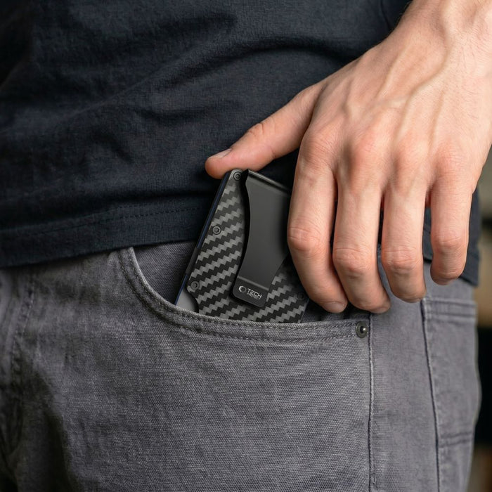 Портфейл Tech-Protect Thorn RFID Carbon - черен