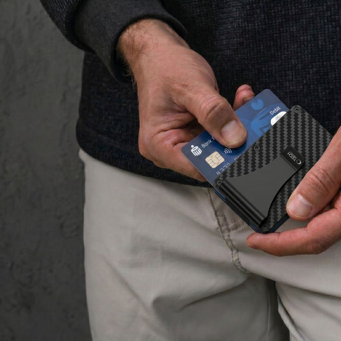 Портфейл Tech-Protect Thorn RFID Carbon - черен