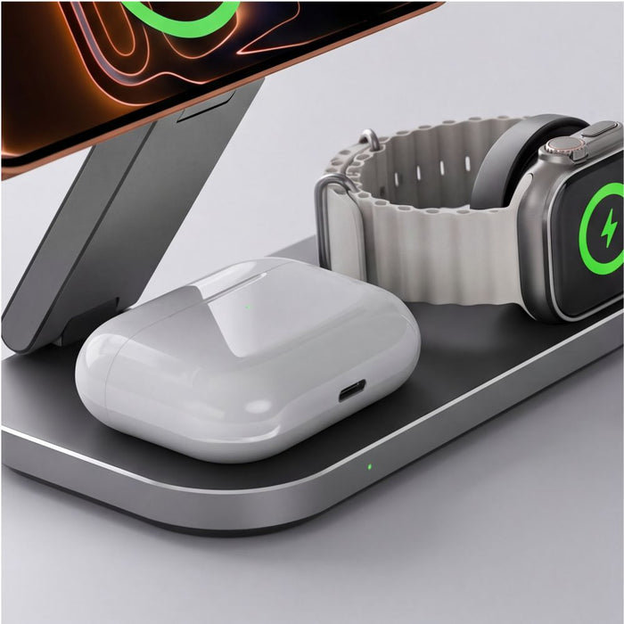 Безжично зарядно Tech-Protect A52 3в1 MagSafe 25W QI2.2 - черно
