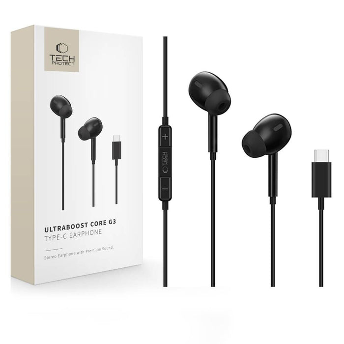 Tech-Protect Ultraboost Core G3 USB-C кабелни слушалки - черни