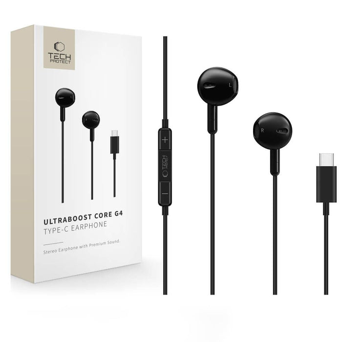 Tech-Protect Ultraboost Core G4 USB-C кабелни слушалки - черни