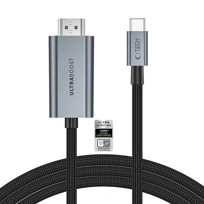 Кабел Tech-Protect UltraBoost USB-C към HDMI 2.1 200 см 8K 60HZ - сив