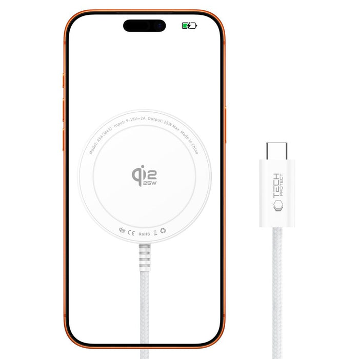 Безжично зарядно Tech-Protect A54 MagSafe 25W QI2.2 - бяло
