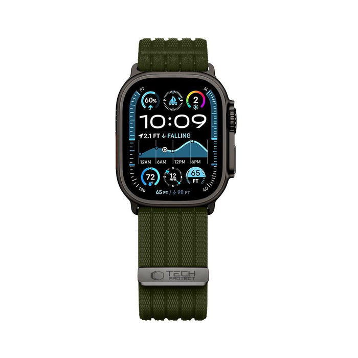 Спортна каишка Tech-Protect Nylon за Apple Watch 44 / 45 / 46 / 49 мм - тъмнозелена
