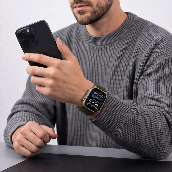 Спортна каишка Tech-Protect Nylon за Apple Watch 44 / 45 / 46 / 49 мм - тъмнозелена