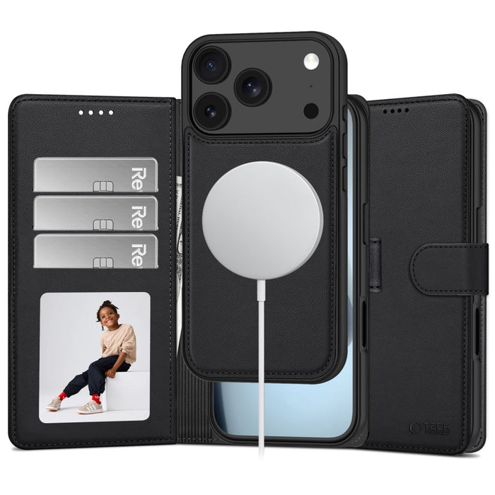 Калъф Tech-Protect Wallet MagSafe за iPhone 17 Pro Max / 18 Pro Max - матово черен