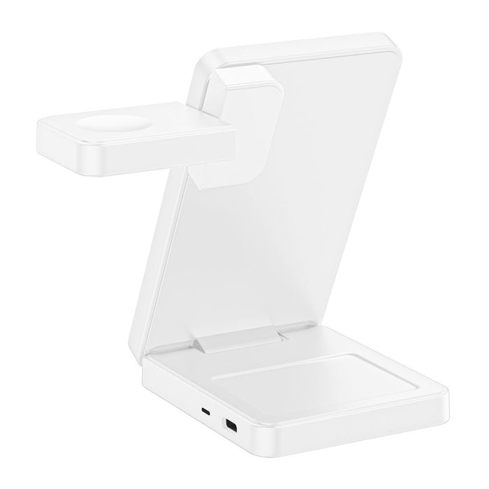 Tech-Protect A56 3в1 MagSafe 25W QI2.2 безжично зарядно + USB-C / USB-C кабел 100 см - бяло