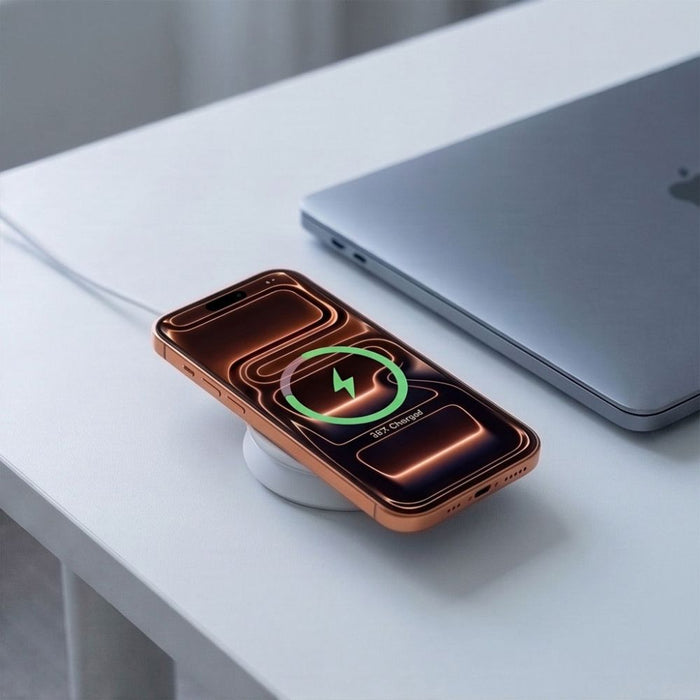 Tech-Protect A55 2в1 MagSafe 25W QI2.2 безжично зарядно + USB-C / USB-C кабел 100 см - бяло