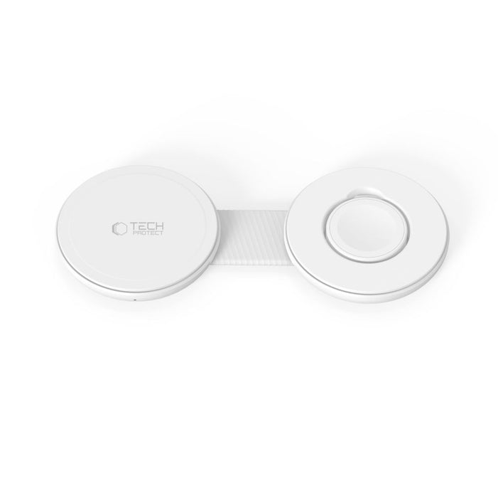 Tech-Protect A55 2в1 MagSafe 25W QI2.2 безжично зарядно + USB-C / USB-C кабел 100 см - бяло