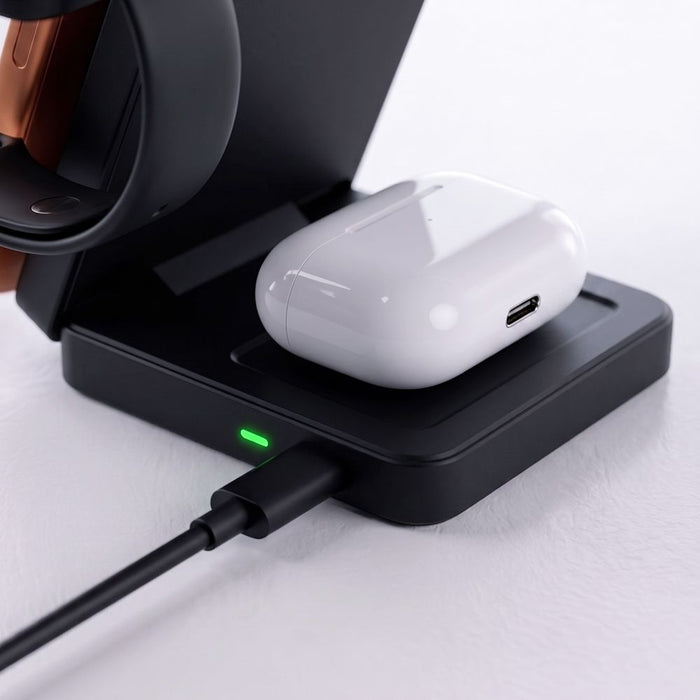 Безжично зарядно Tech-Protect A56 3в1 MagSafe + USB-C / USB-C кабел 100 см - черно
