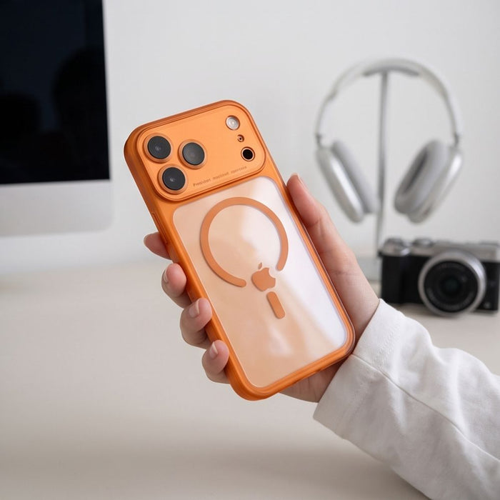 Кейс Tech-Protect MagPeak MagSafe CC за iPhone 18 Pro / 17 Pro - прозрачен оранжев