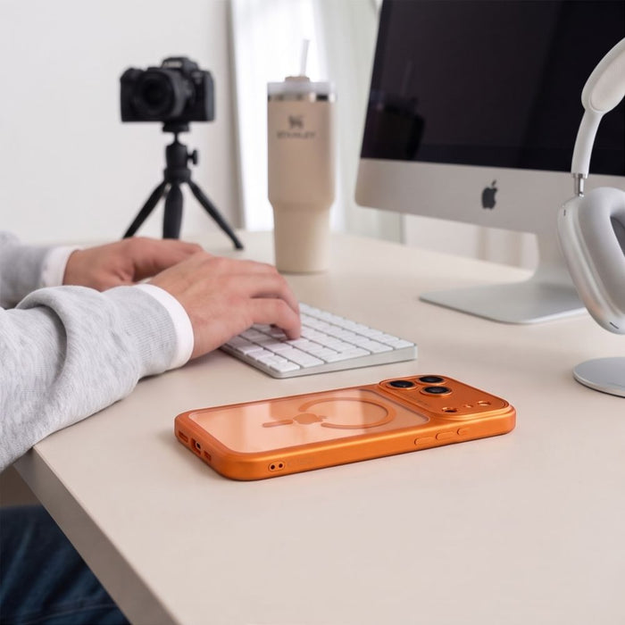 Кейс Tech-Protect MagPeak MagSafe CC за iPhone 18 Pro / 17 Pro - прозрачен оранжев
