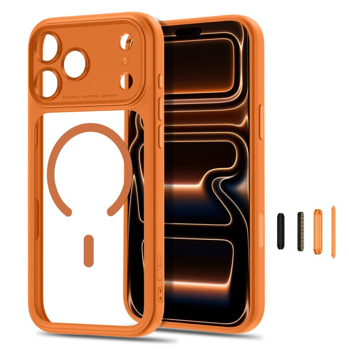 Кейс Tech-Protect MagPeak MagSafe CC за iPhone 18 Pro / 17 Pro - прозрачен оранжев