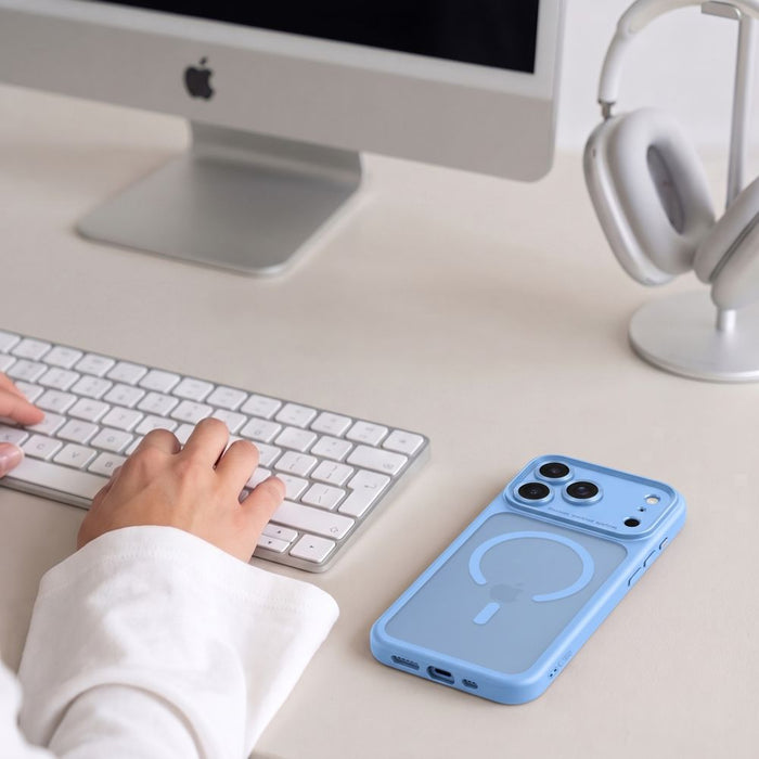 Кейс Tech-Protect MagPeak MagSafe CC за iPhone 18 Pro / 17 Pro - светло син матов