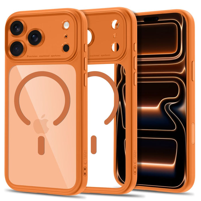 Кейс Tech-Protect MagPeak MagSafe CC за iPhone 18 Pro Max / 17 Pro Max - прозрачен оранжев