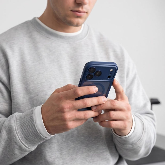 Кейс Tech-Protect MagPeak MagSafe CC за iPhone 18 Pro Max / 17 Pro Max - прозрачен, тъмносин