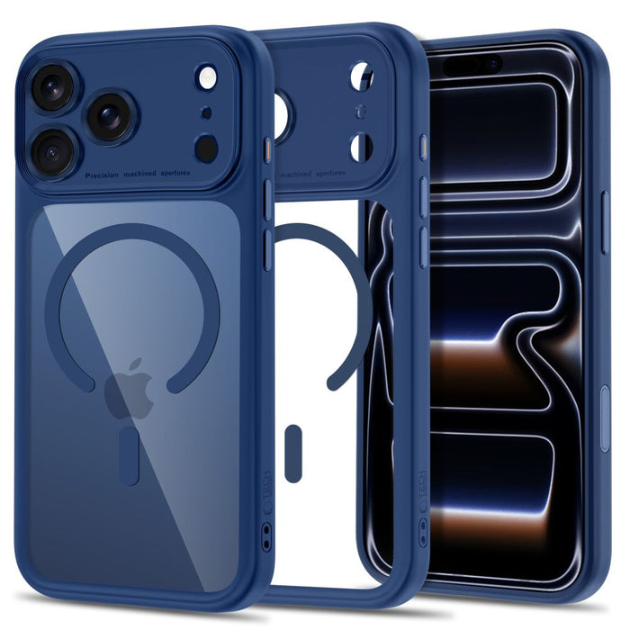 Кейс Tech-Protect MagPeak MagSafe CC за iPhone 18 Pro Max / 17 Pro Max - прозрачен, тъмносин
