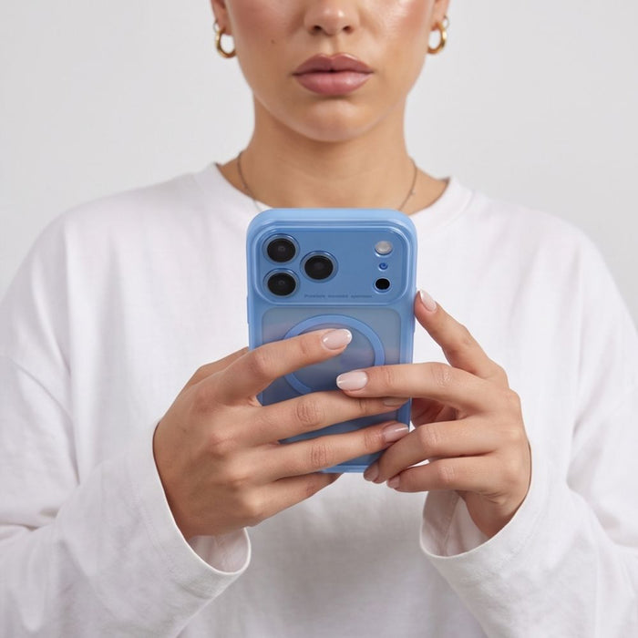 Калъф Tech-Protect MagPeak MagSafe CC за iPhone 18 Pro / 17 Pro - прозрачен син