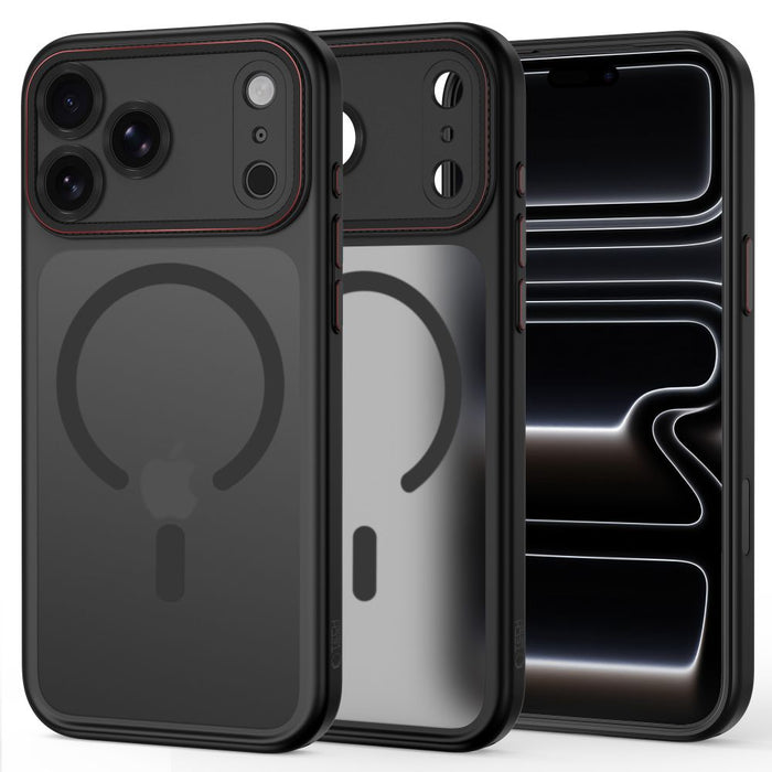 Кейс Tech-Protect MagCam MagSafe за iPhone 18 Pro / 17 Pro - матово черно и червено