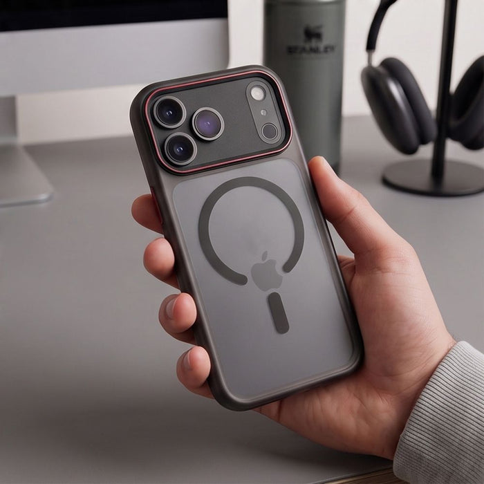 Кейс Tech-Protect MagCam MagSafe за iPhone 18 Pro / 17 Pro - матово черно и червено