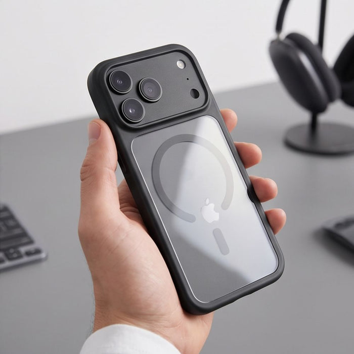 Tech-Protect MagOne CC MagSafe калъф + закалено стъкло (2 броя) за iPhone 18 Pro Max / 17 Pro Max - прозрачен черен