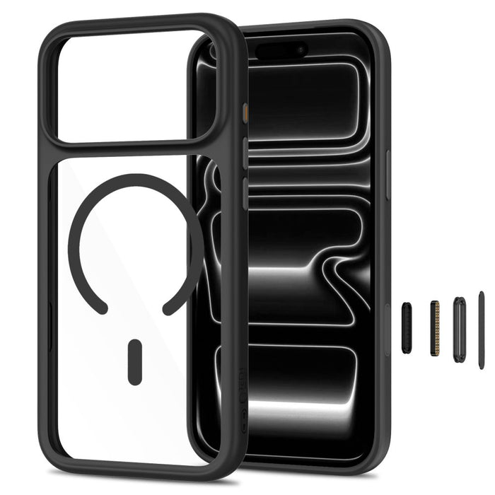 Tech-Protect MagOne CC MagSafe калъф + закалено стъкло (2 броя) за iPhone 18 Pro Max / 17 Pro Max - прозрачен черен