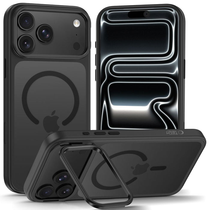 Калъф Tech-Protect MagStand MagSafe CC за iPhone 18 Pro / 17 Pro - матово черен