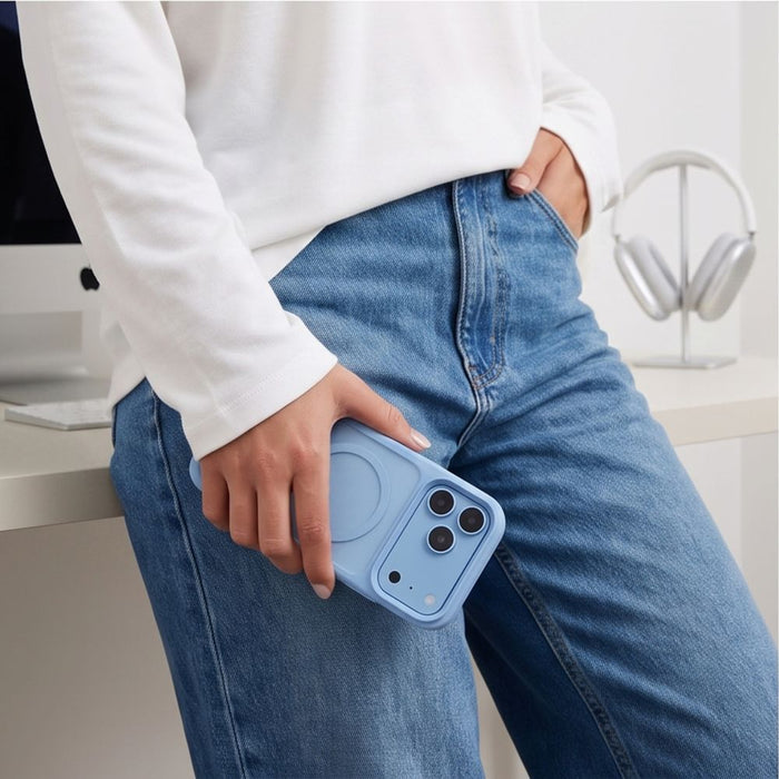 Кейс Tech-Protect Magmat Magsafe CC за iPhone 18 Pro / 17 Pro - светло син, матов