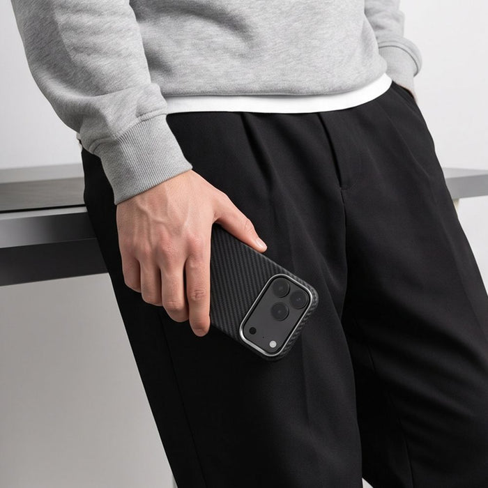 Калъф Tech-Protect Ion Carbon MagSafe за iPhone 18 Pro / 17 Pro - черен и сребрист