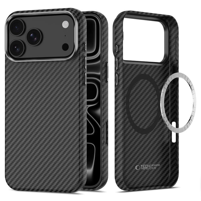 Калъф Tech-Protect Ion Carbon MagSafe за iPhone 18 Pro / 17 Pro - черен и сребрист