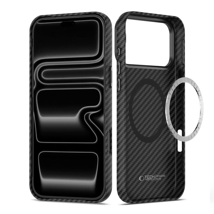 Калъф Tech-Protect Ion Carbon MagSafe за iPhone 18 Pro / 17 Pro - черен и сребрист