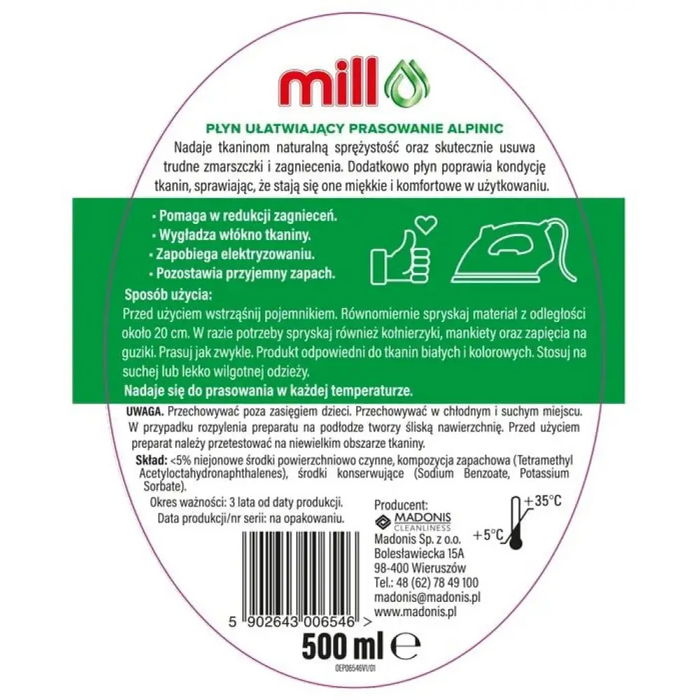 Течен спрей за гладене Mill ALPINIC 500 мл