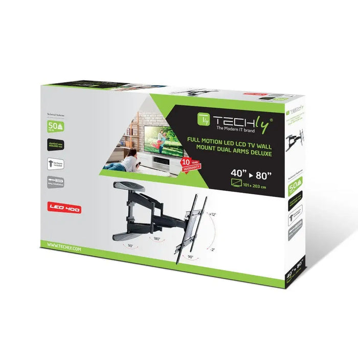 Techly 40-80 Ultra Slim Full Motion Скоба за стенен монтаж