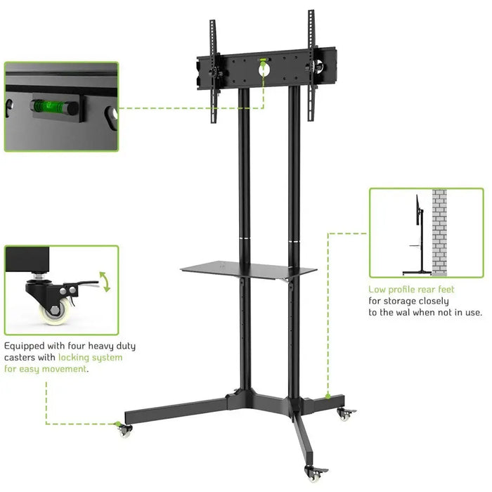Techly Floor Trolley with Shelf Support LCD / LED / Plasma