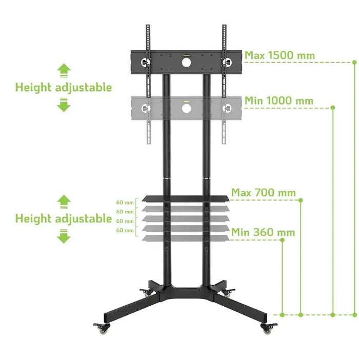 Techly Floor Trolley with Shelf Support LCD / LED / Plasma