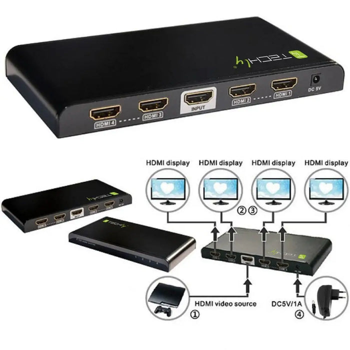 Techly HDMI сплитер 4-посочен 4K*2K IDATA HDMI-4K4