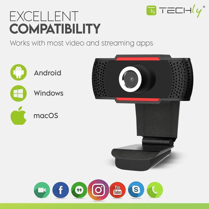 Techly I- -60T уеб камера 1920 x 1080 пиксела USB 2.0 Черен