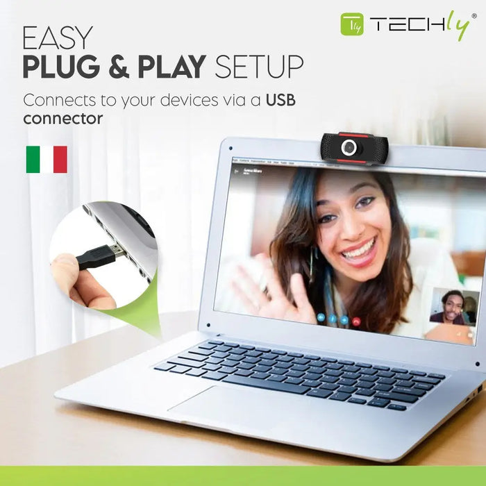 Techly I- -60T уеб камера 1920 x 1080 пиксела USB 2.0 Черен