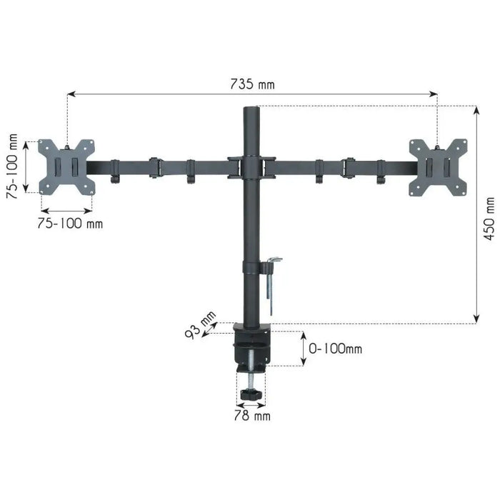 Techly ICA LCD 382 D стойка за монитор / стойка 68,6 см