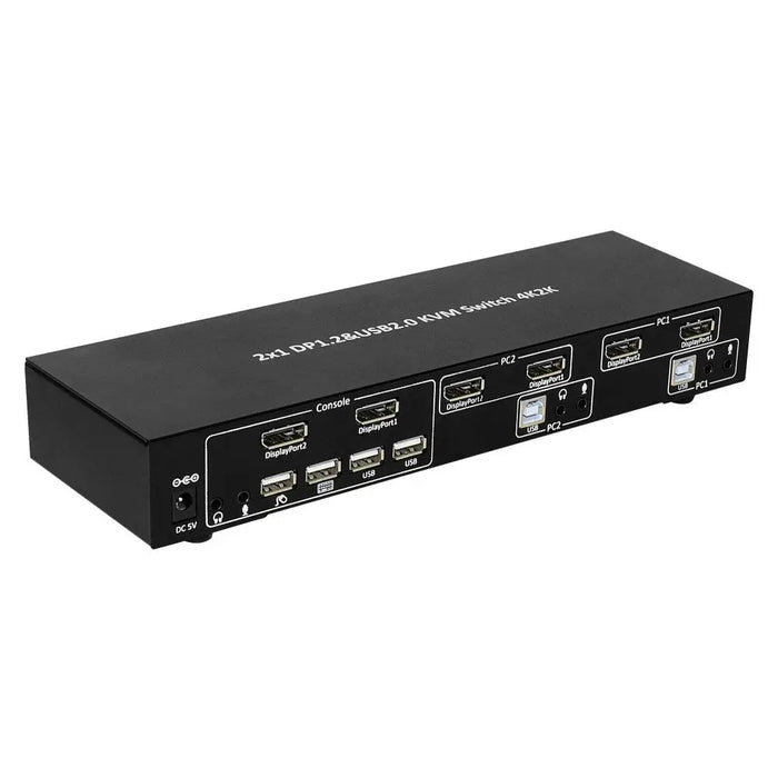 Techly IDATA DP-KVM2 KVM превключвател черен