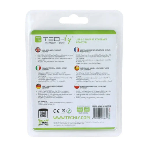Techly USB2.0 към Fast Ethernet 10/100 Mbps конвертор