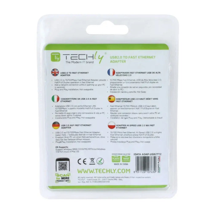 Techly USB2.0 към Fast Ethernet 10/100 Mbps конвертор